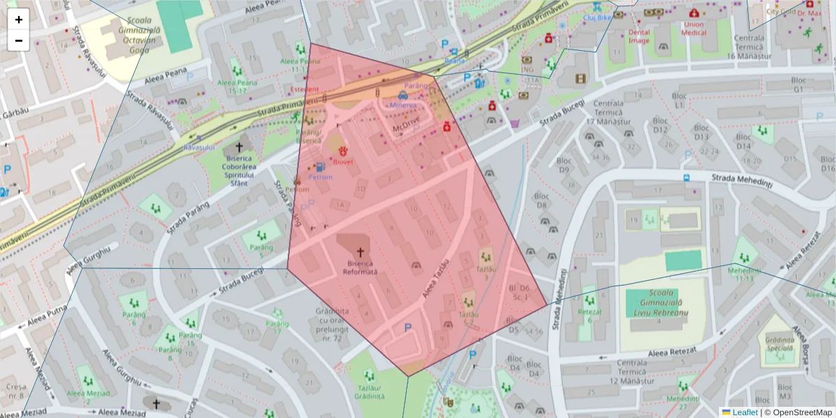 Hartă a codului poștal  și a codurilor poștale învecinate