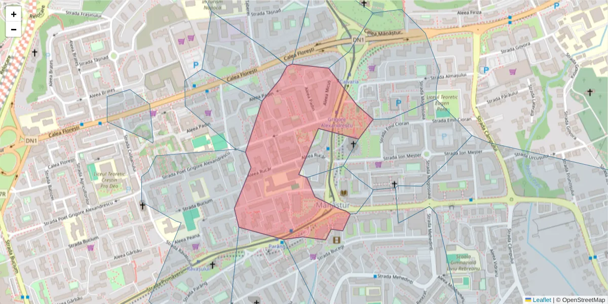 Hartă a codului poștal  și a codurilor poștale învecinate