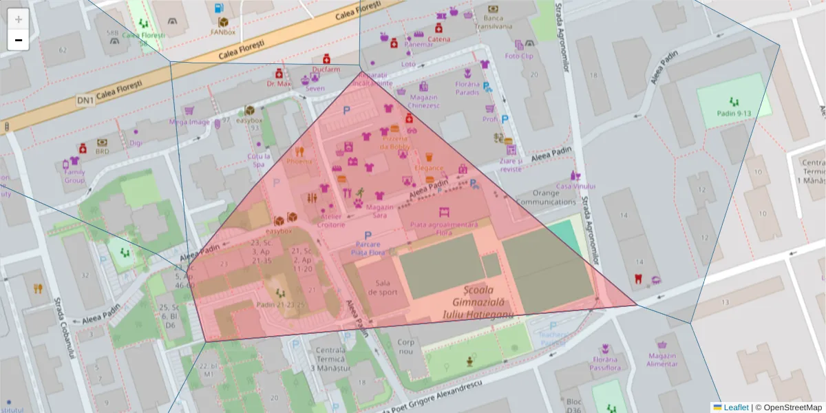 Hartă a codului poștal  și a codurilor poștale învecinate