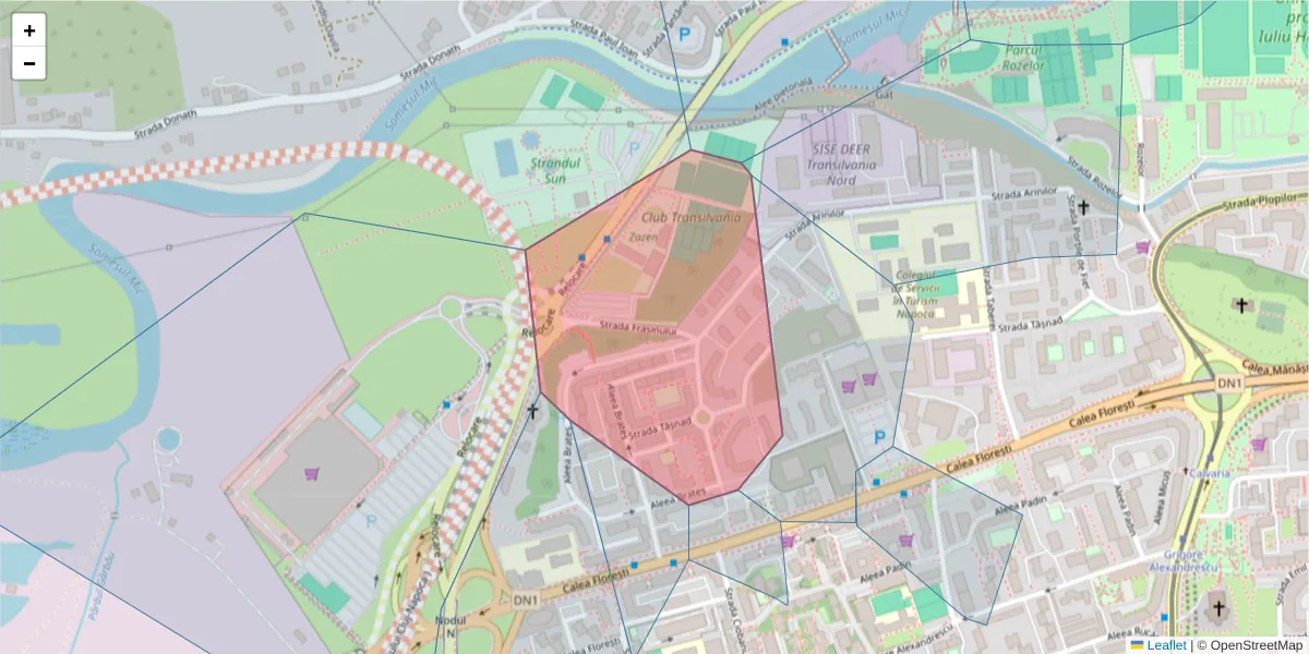 Hartă a codului poștal  și a codurilor poștale învecinate