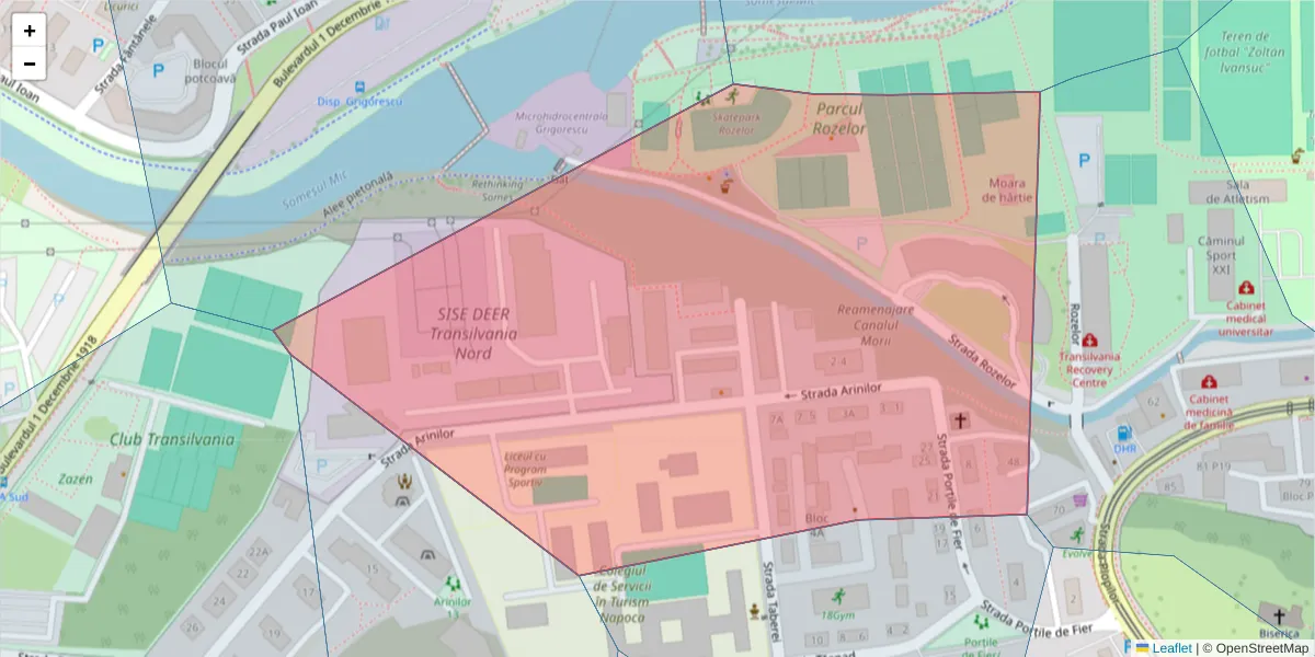 Hartă a codului poștal  și a codurilor poștale învecinate