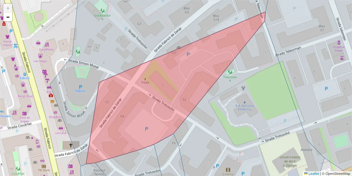 Hartă a codului poștal  și a codurilor poștale învecinate