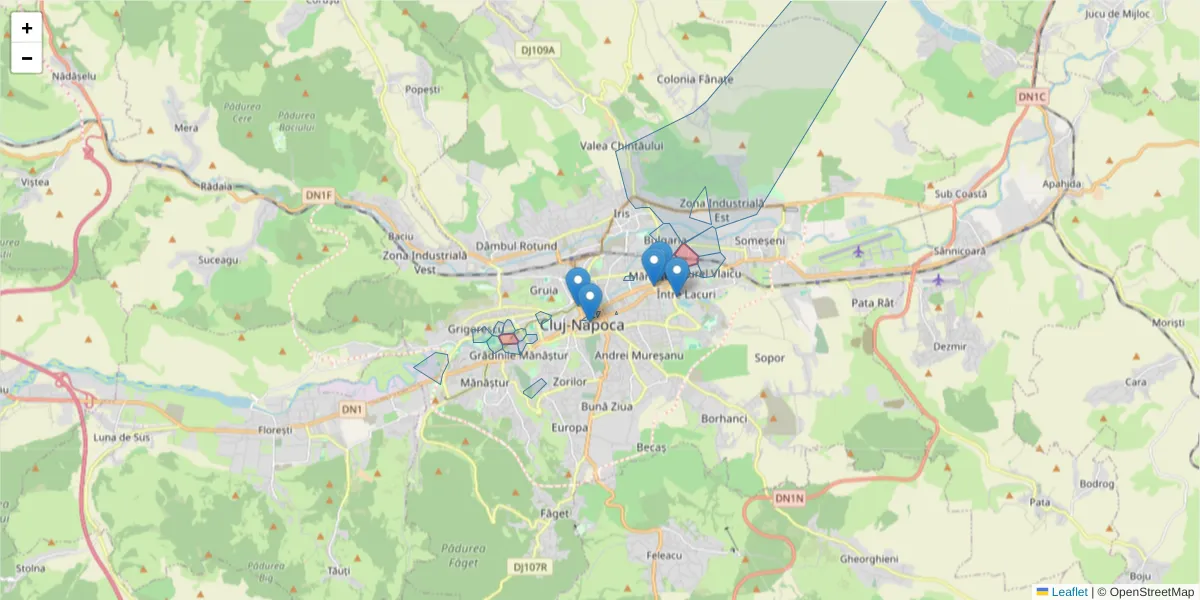 Hartă a codului poștal  și a codurilor poștale învecinate