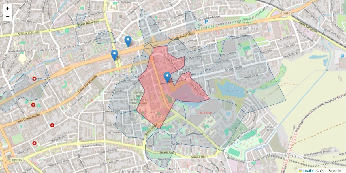 Hartă a codului poștal  și a codurilor poștale învecinate