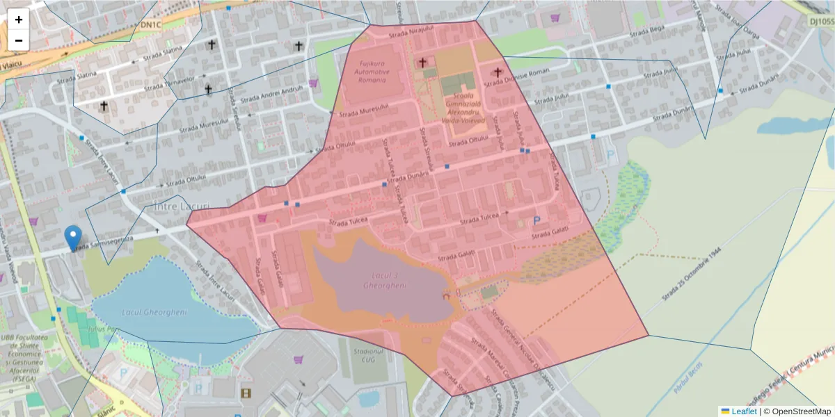 Hartă a codului poștal  și a codurilor poștale învecinate