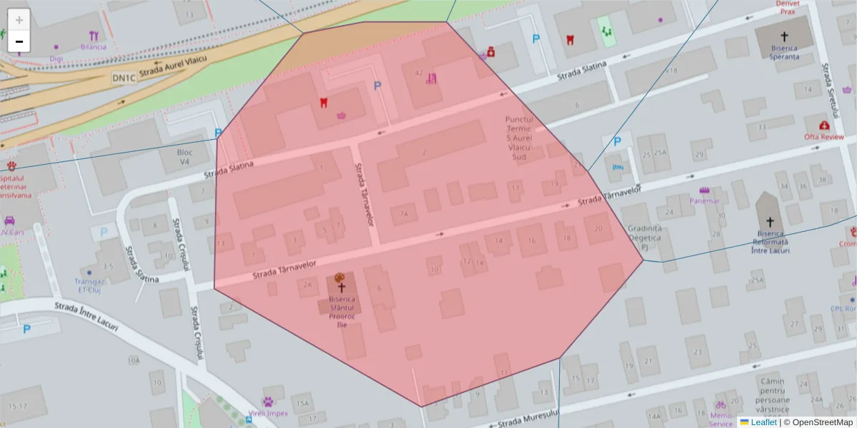 Hartă a codului poștal  și a codurilor poștale învecinate