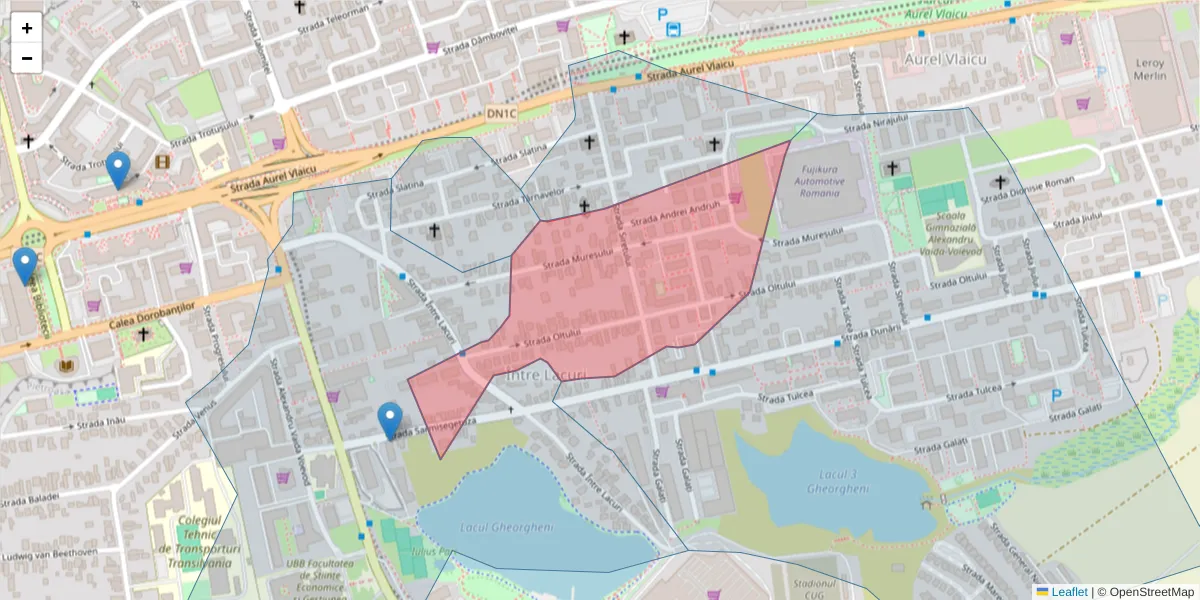 Hartă a codului poștal  și a codurilor poștale învecinate