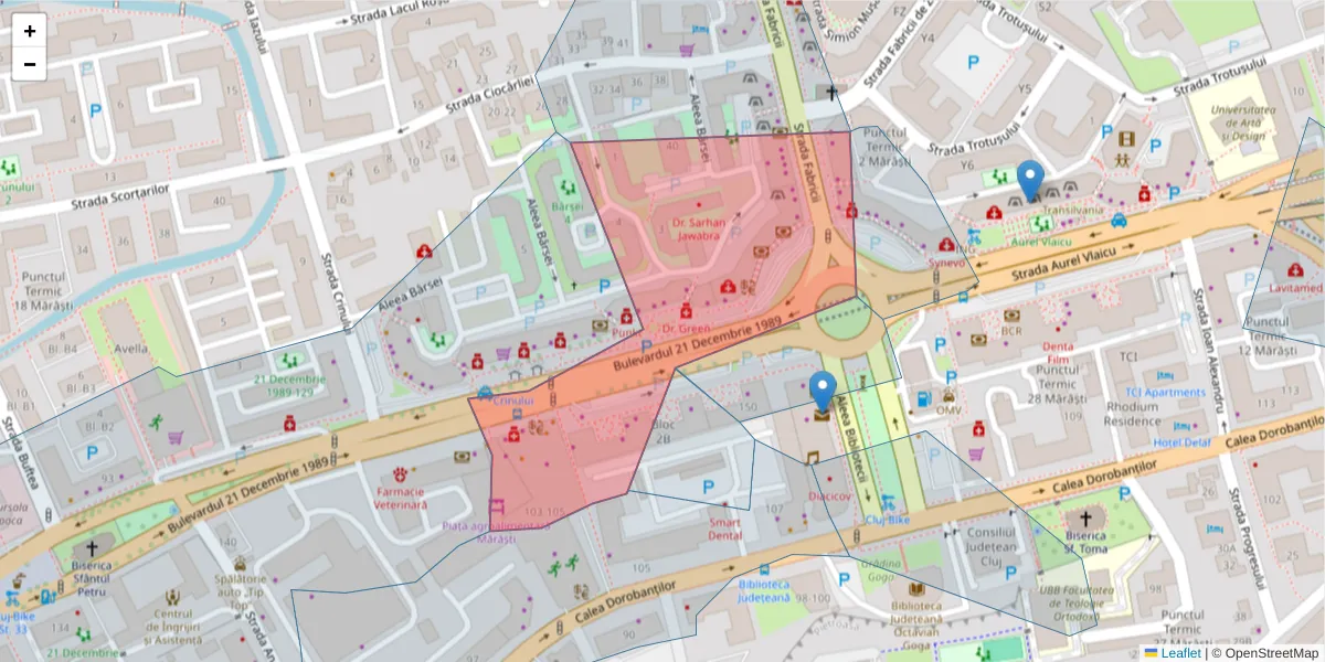 Hartă a codului poștal  și a codurilor poștale învecinate