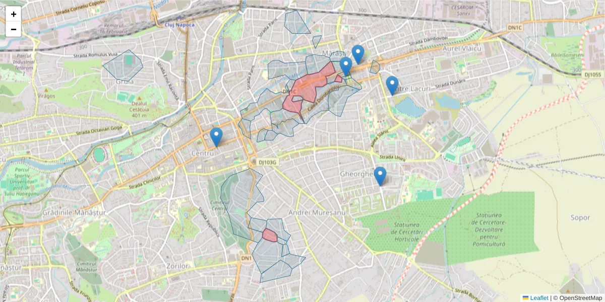 Hartă a codului poștal  și a codurilor poștale învecinate
