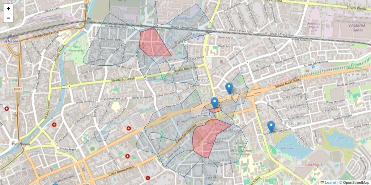 Hartă a codului poștal  și a codurilor poștale învecinate