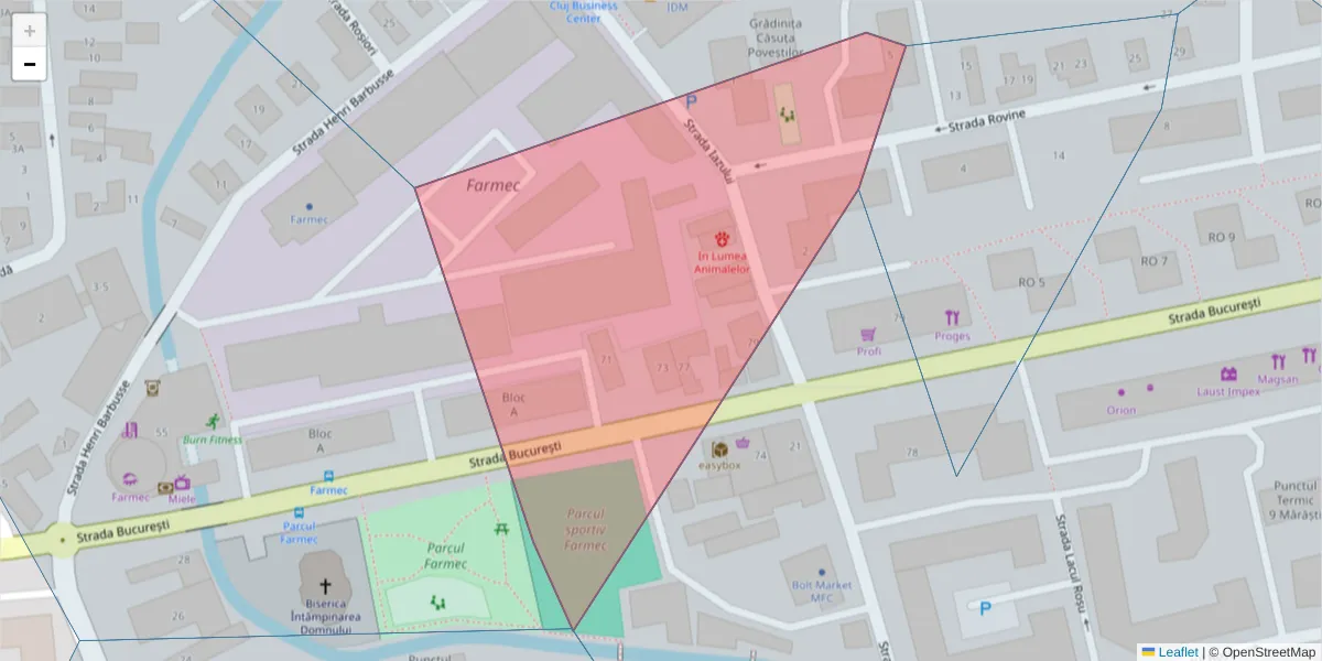 Hartă a codului poștal  și a codurilor poștale învecinate