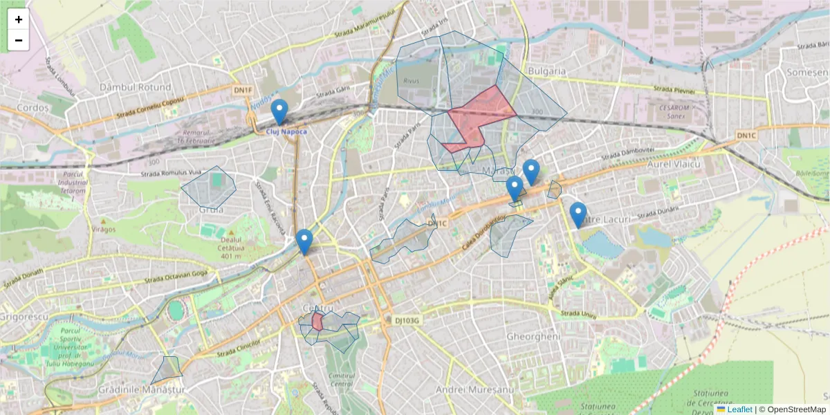 Hartă a codului poștal  și a codurilor poștale învecinate