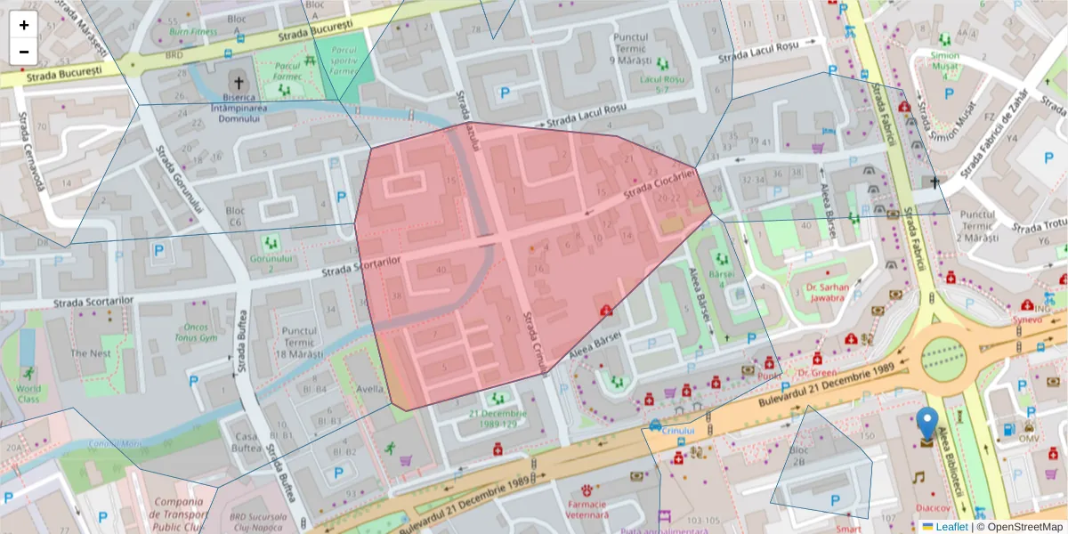 Hartă a codului poștal  și a codurilor poștale învecinate