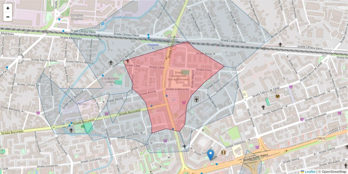 Hartă a codului poștal  și a codurilor poștale învecinate