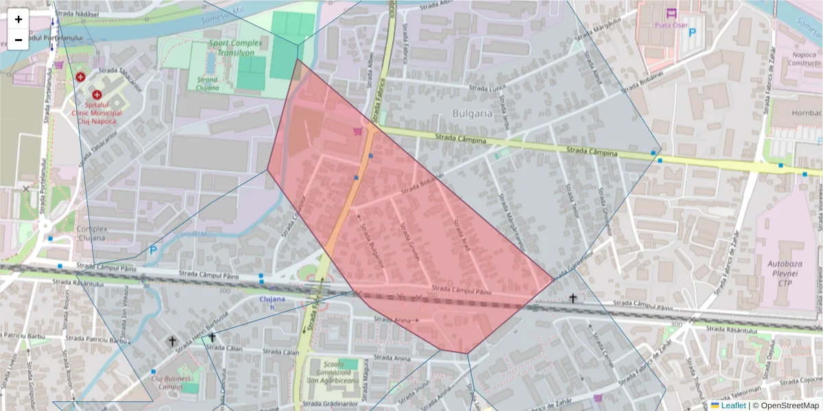 Hartă a codului poștal  și a codurilor poștale învecinate