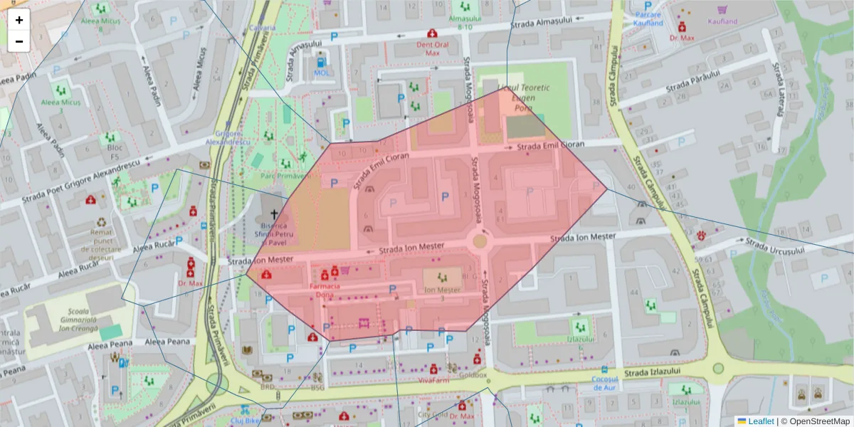 Hartă a codului poștal  și a codurilor poștale învecinate