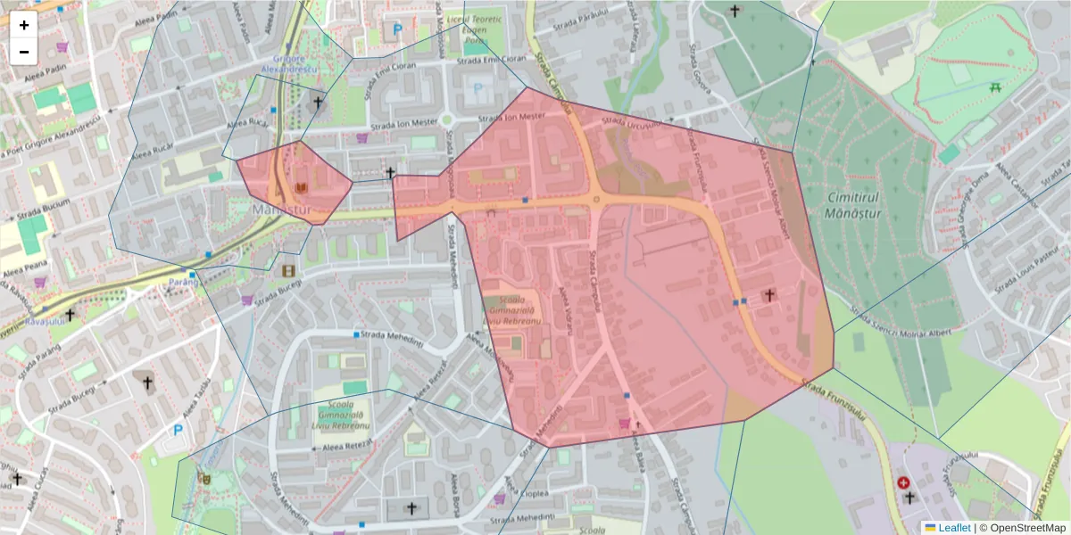 Hartă a codului poștal  și a codurilor poștale învecinate