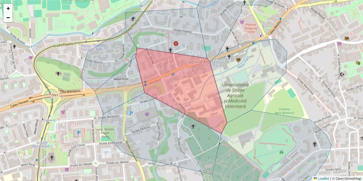 Hartă a codului poștal  și a codurilor poștale învecinate