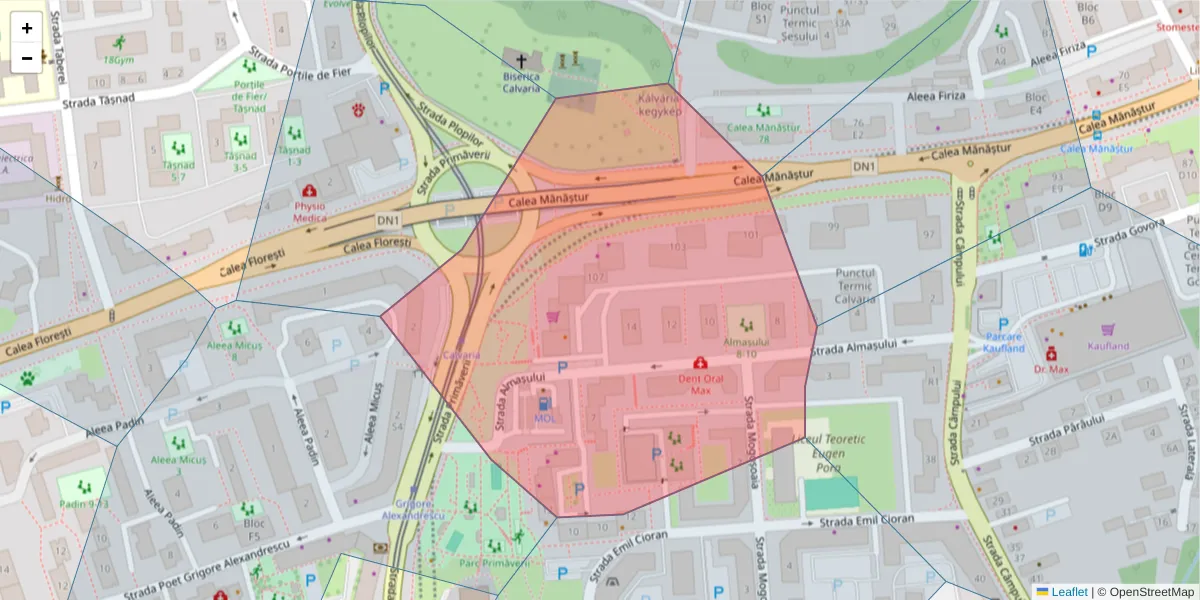Hartă a codului poștal  și a codurilor poștale învecinate