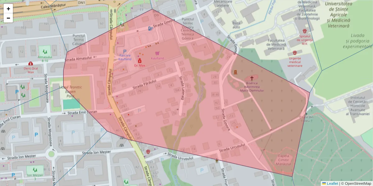 Hartă a codului poștal  și a codurilor poștale învecinate