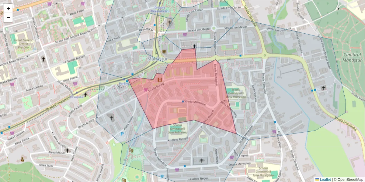 Hartă a codului poștal  și a codurilor poștale învecinate