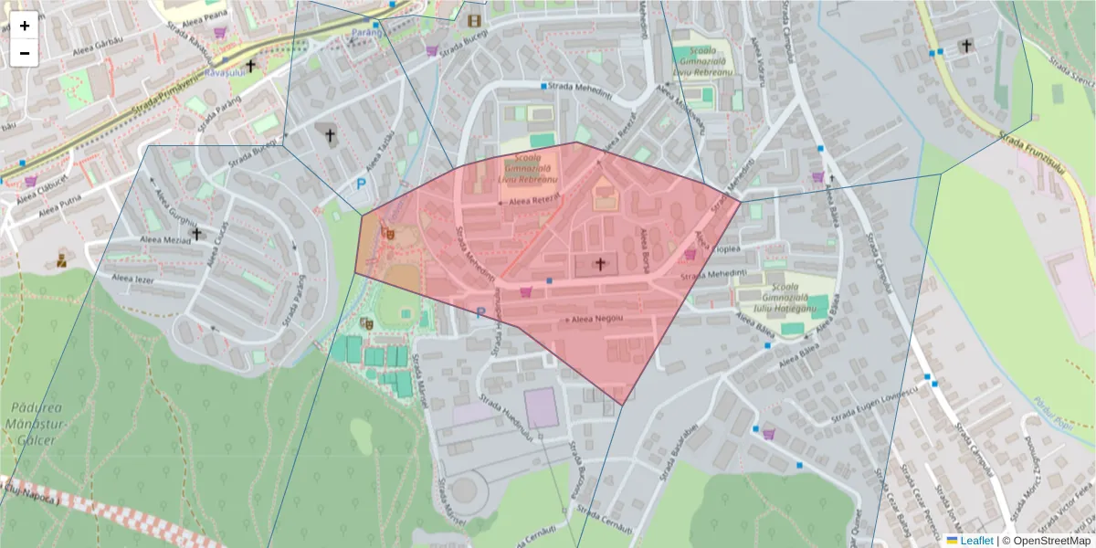 Hartă a codului poștal  și a codurilor poștale învecinate