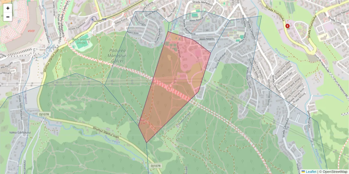 Hartă a codului poștal  și a codurilor poștale învecinate