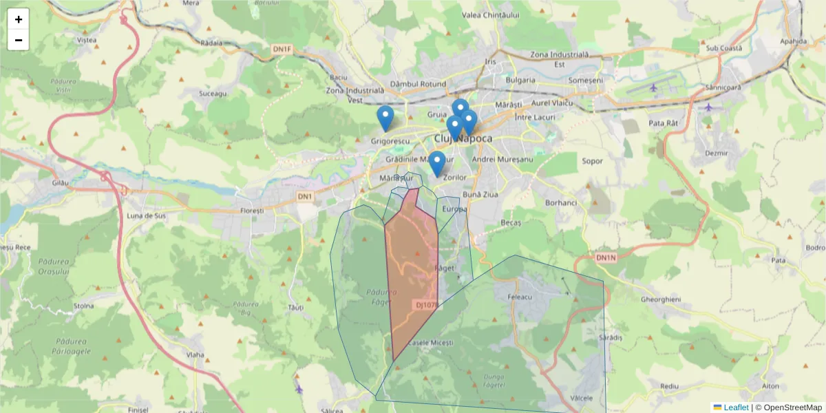 Hartă a codului poștal  și a codurilor poștale învecinate