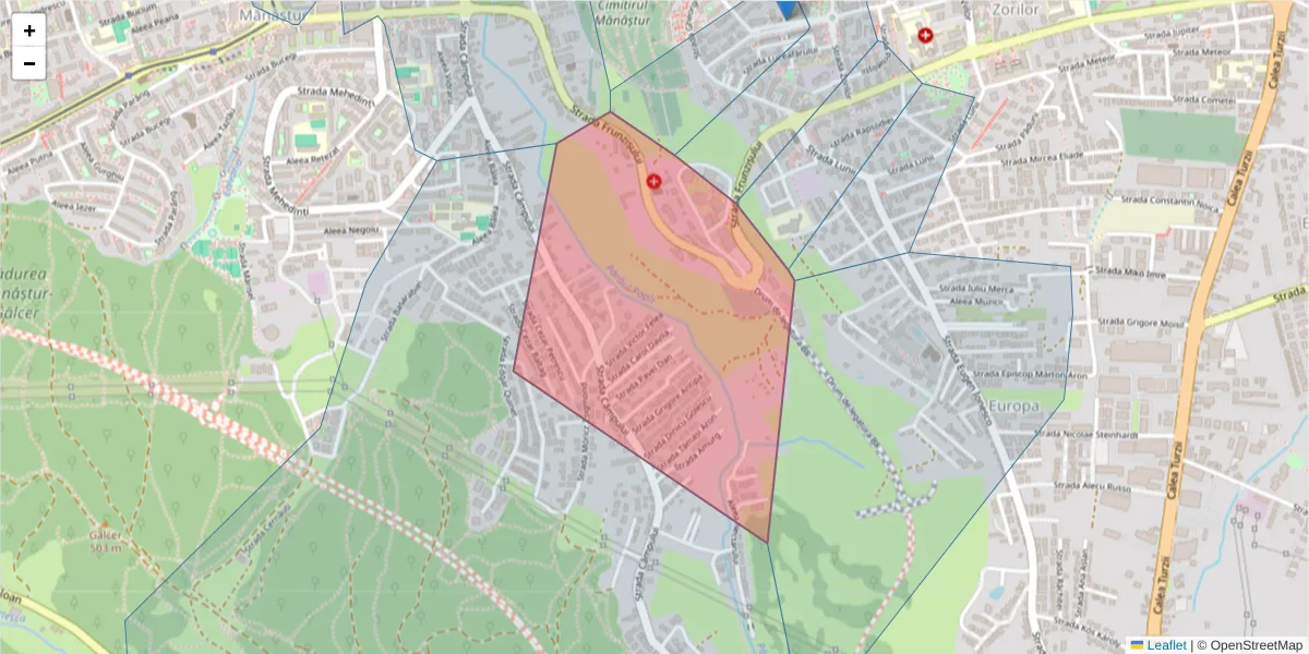 Hartă a codului poștal  și a codurilor poștale învecinate