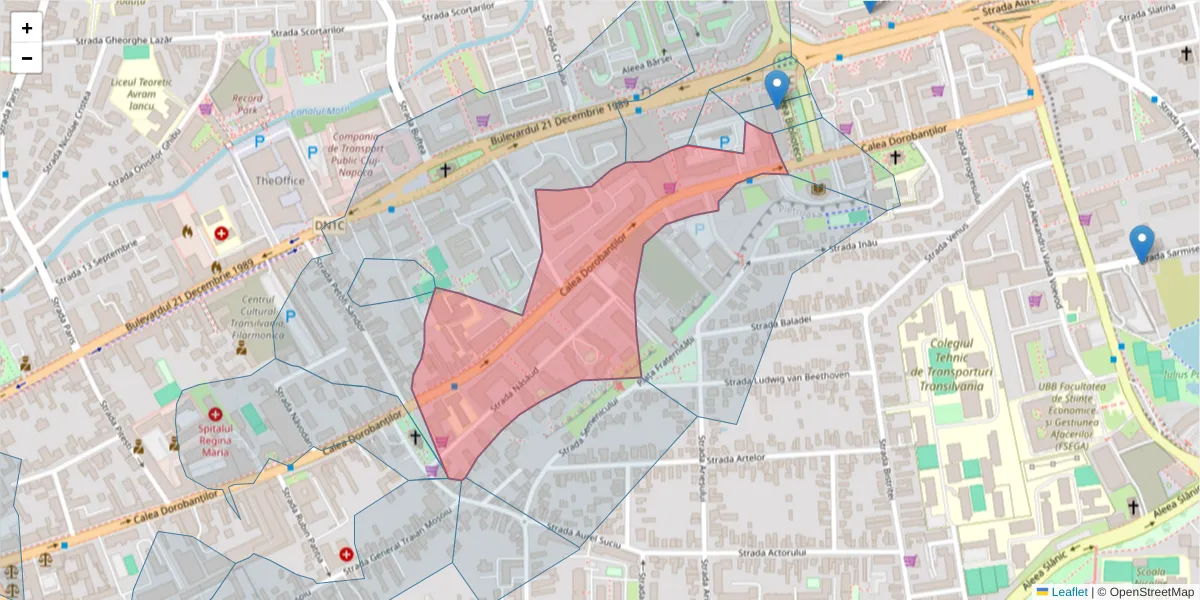 Hartă a codului poștal  și a codurilor poștale învecinate