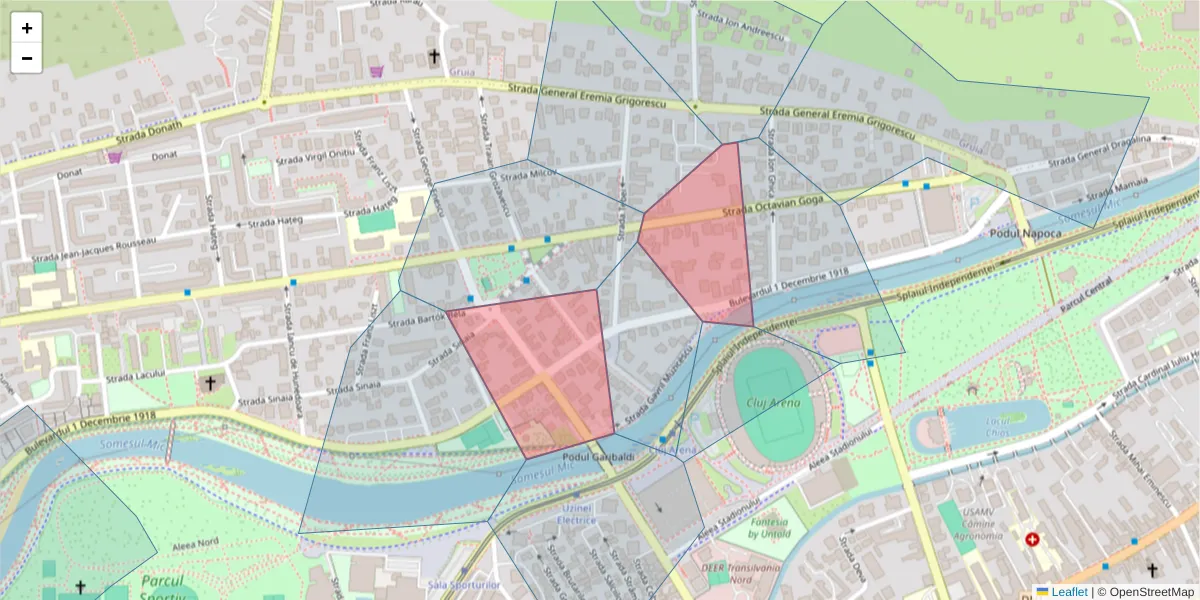 Hartă a codului poștal  și a codurilor poștale învecinate