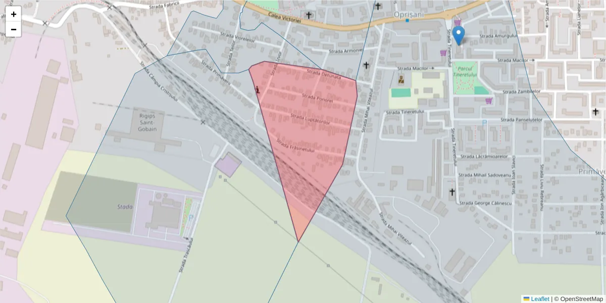 Hartă a codului poștal  și a codurilor poștale învecinate