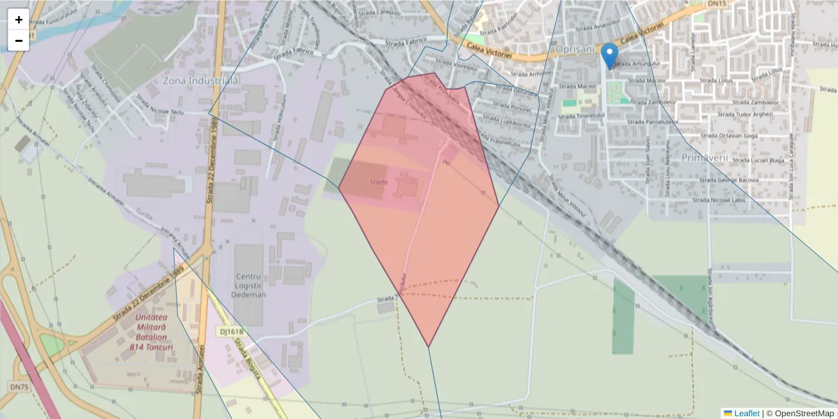 Hartă a codului poștal  și a codurilor poștale învecinate