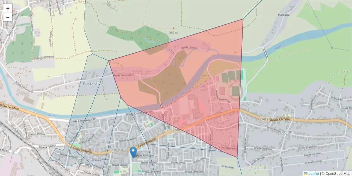 Hartă a codului poștal  și a codurilor poștale învecinate