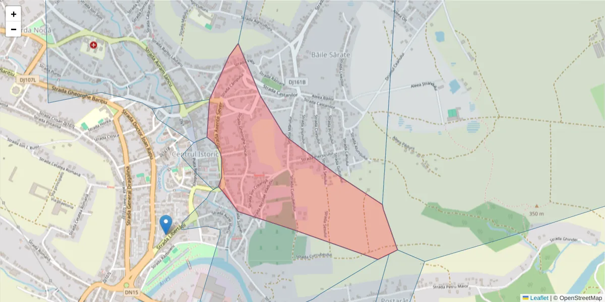 Hartă a codului poștal  și a codurilor poștale învecinate