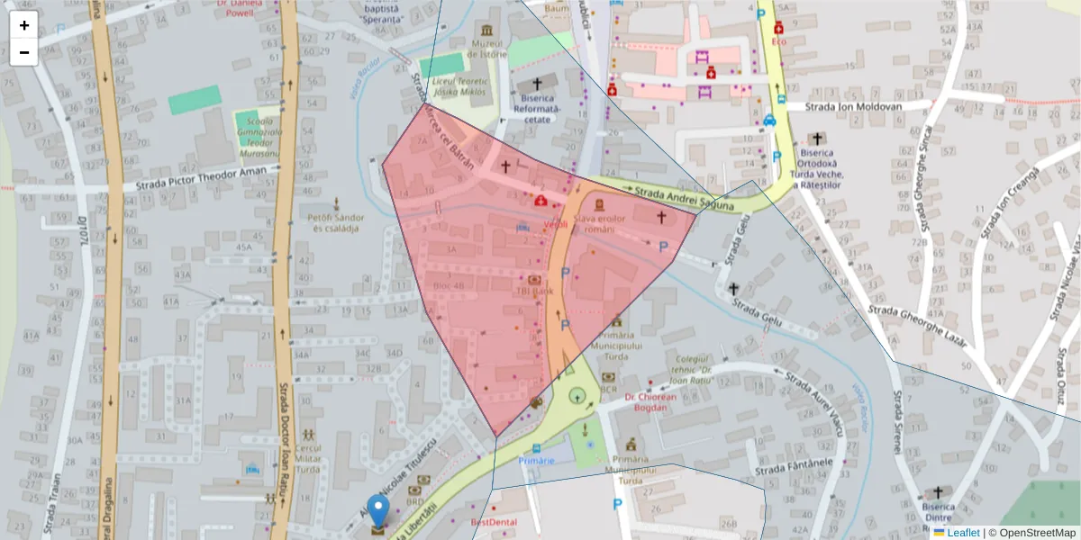 Hartă a codului poștal  și a codurilor poștale învecinate