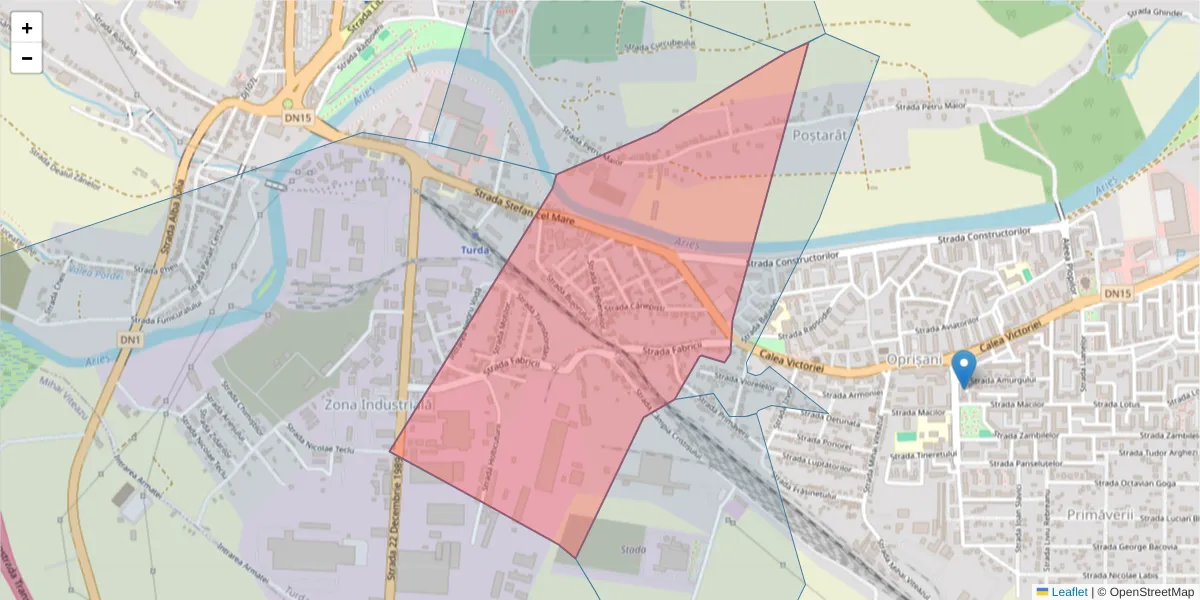 Hartă a codului poștal  și a codurilor poștale învecinate