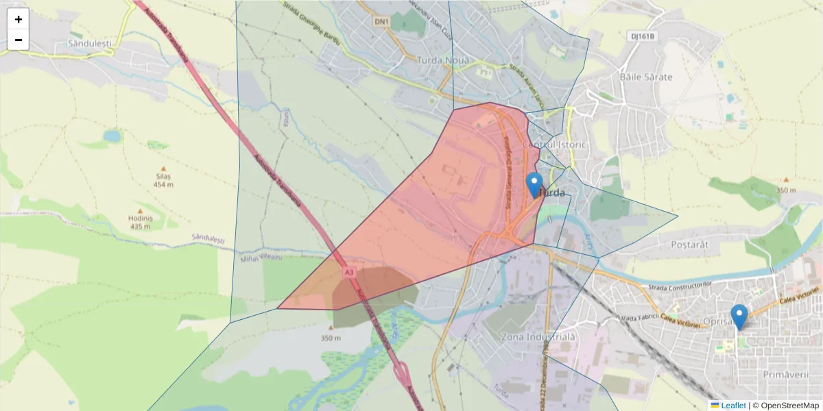 Hartă a codului poștal  și a codurilor poștale învecinate