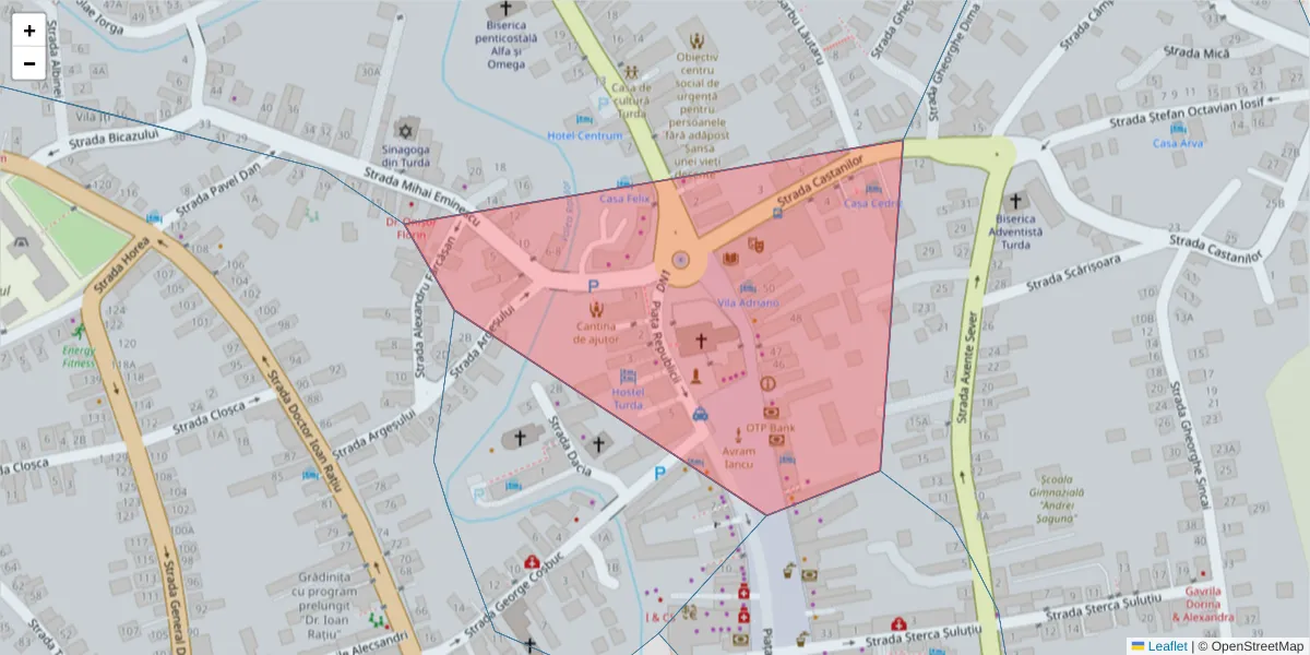 Hartă a codului poștal  și a codurilor poștale învecinate