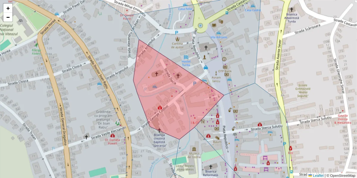 Hartă a codului poștal  și a codurilor poștale învecinate