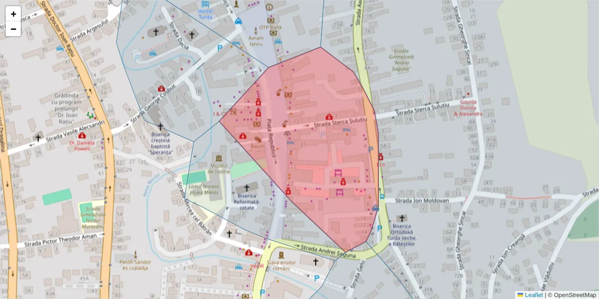 Hartă a codului poștal  și a codurilor poștale învecinate