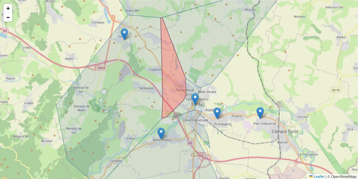 Hartă a codului poștal  și a codurilor poștale învecinate