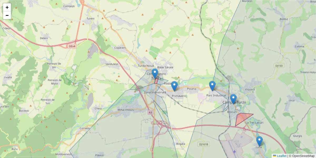 Hartă a codului poștal  și a codurilor poștale învecinate