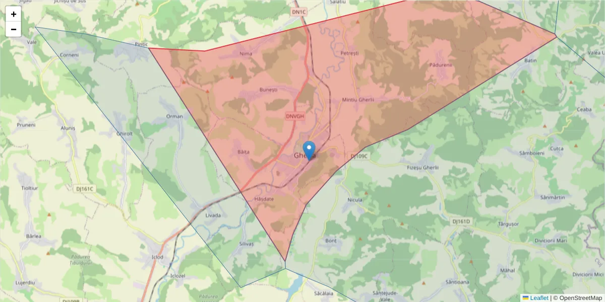 Hartă a codului poștal  și a codurilor poștale învecinate