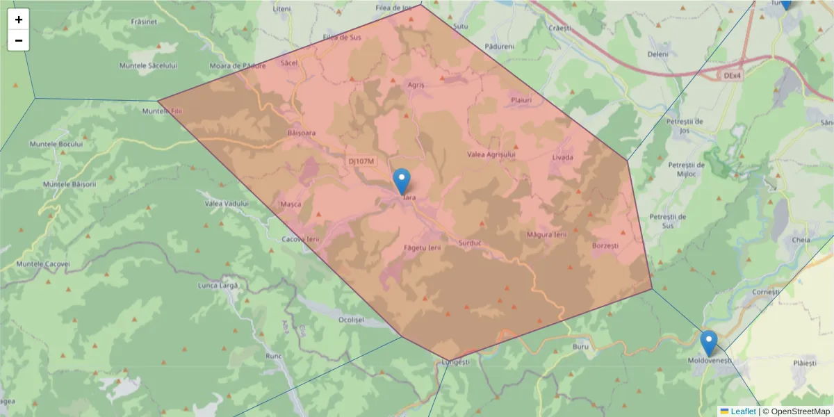 Hartă a codului poștal  și a codurilor poștale învecinate