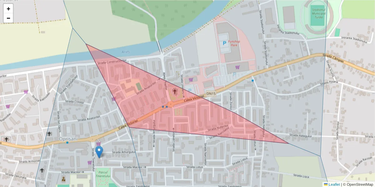 Hartă a codului poștal  și a codurilor poștale învecinate