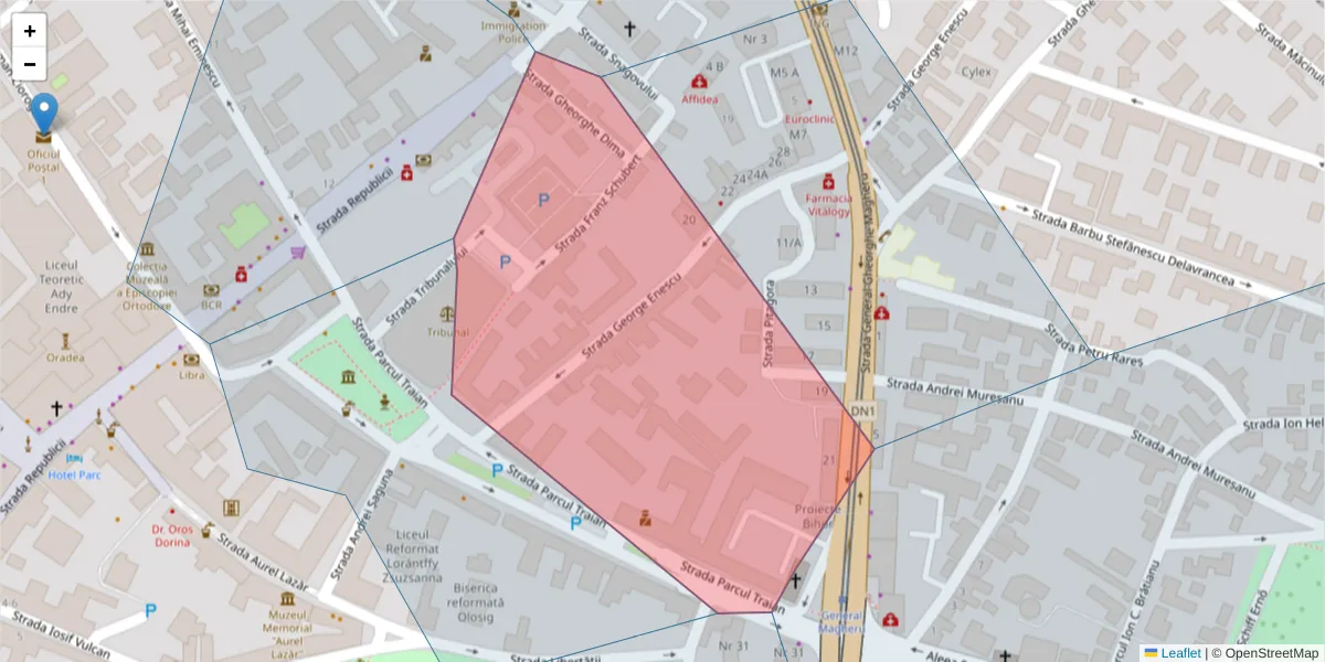 Hartă a codului poștal  și a codurilor poștale învecinate