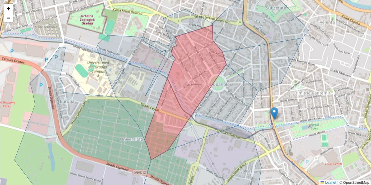 Hartă a codului poștal  și a codurilor poștale învecinate