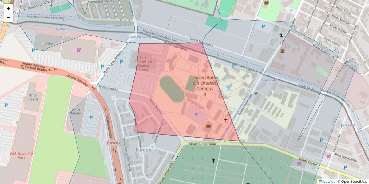 Hartă a codului poștal  și a codurilor poștale învecinate