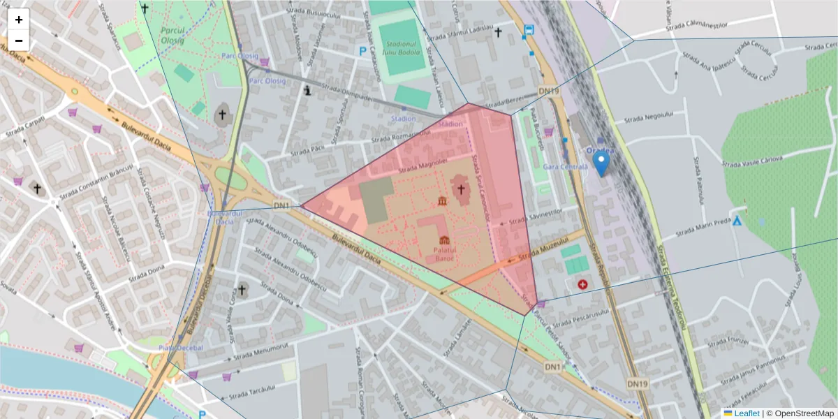 Hartă a codului poștal  și a codurilor poștale învecinate